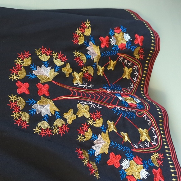 Five Cats Colorful Embroidered Black Dress - Size: S - Lai Meng - Picture 3 of 5